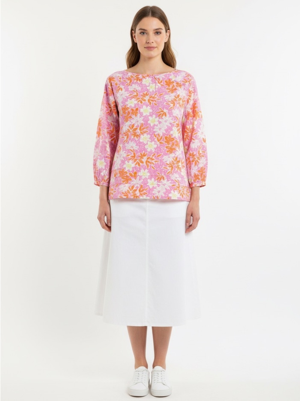 Lilly Pulitzer Jemma Cotton Floral Popover Tunic Top